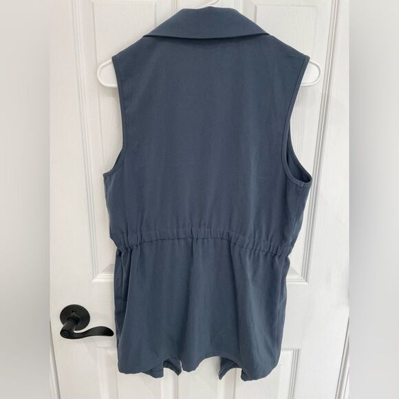 Mud Pie Raven Gray Cinched Waist Open Front Collared Vest Women’s Size S/M - Picture 3 of 7